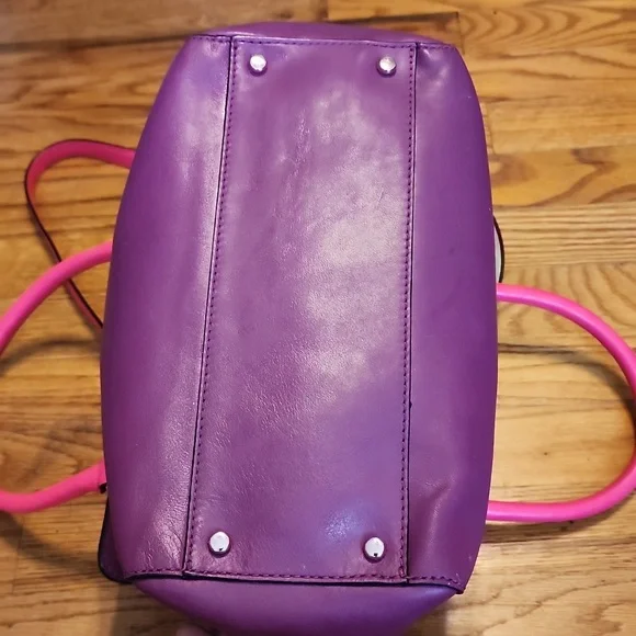 Like New Kate Spade Purple and Barbie Pink Satchel Crossbody Leather Bag - Picture 17 of 17